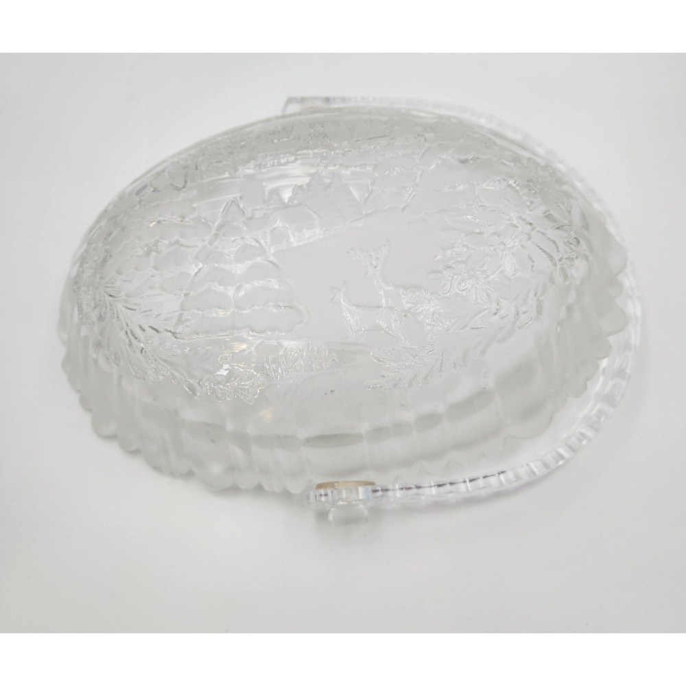 Winter Dreams Glass Bowl with Handle Holiday Dish Display Candy Chocolates